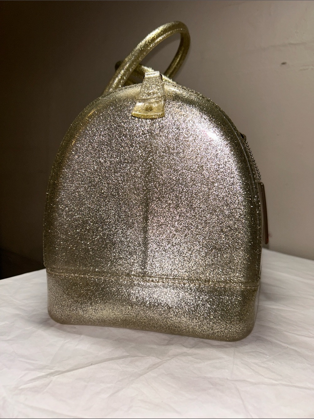 Furla Candy Bag Gold Glitter, silver hardware, Meighan hang tag EUC - Picture 3 of 8